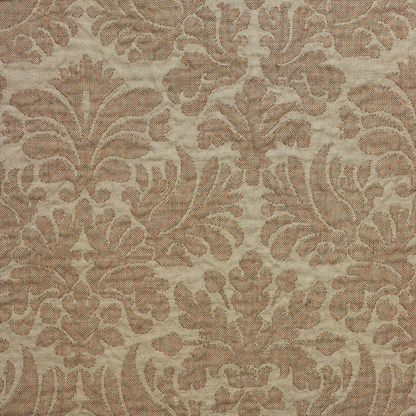 Textured fabric with a floral pattern in beige and brown tones.